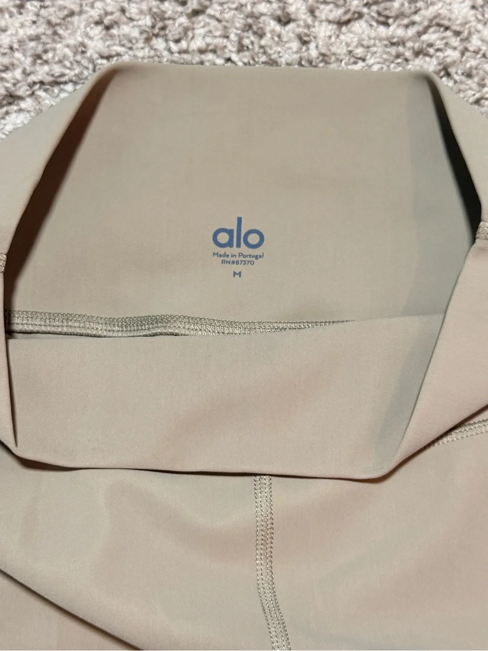 Alo Yoga Vapor High-Waist Full Length Leggings Metallic Gold Stripe Taupe Size M